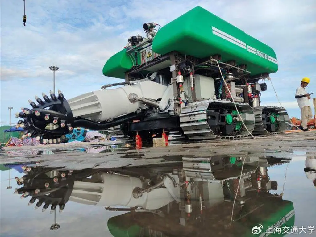 中國大陸深海重載作業採礦車海試水深首次突破4000米。（新華社：上海交通大學提供）