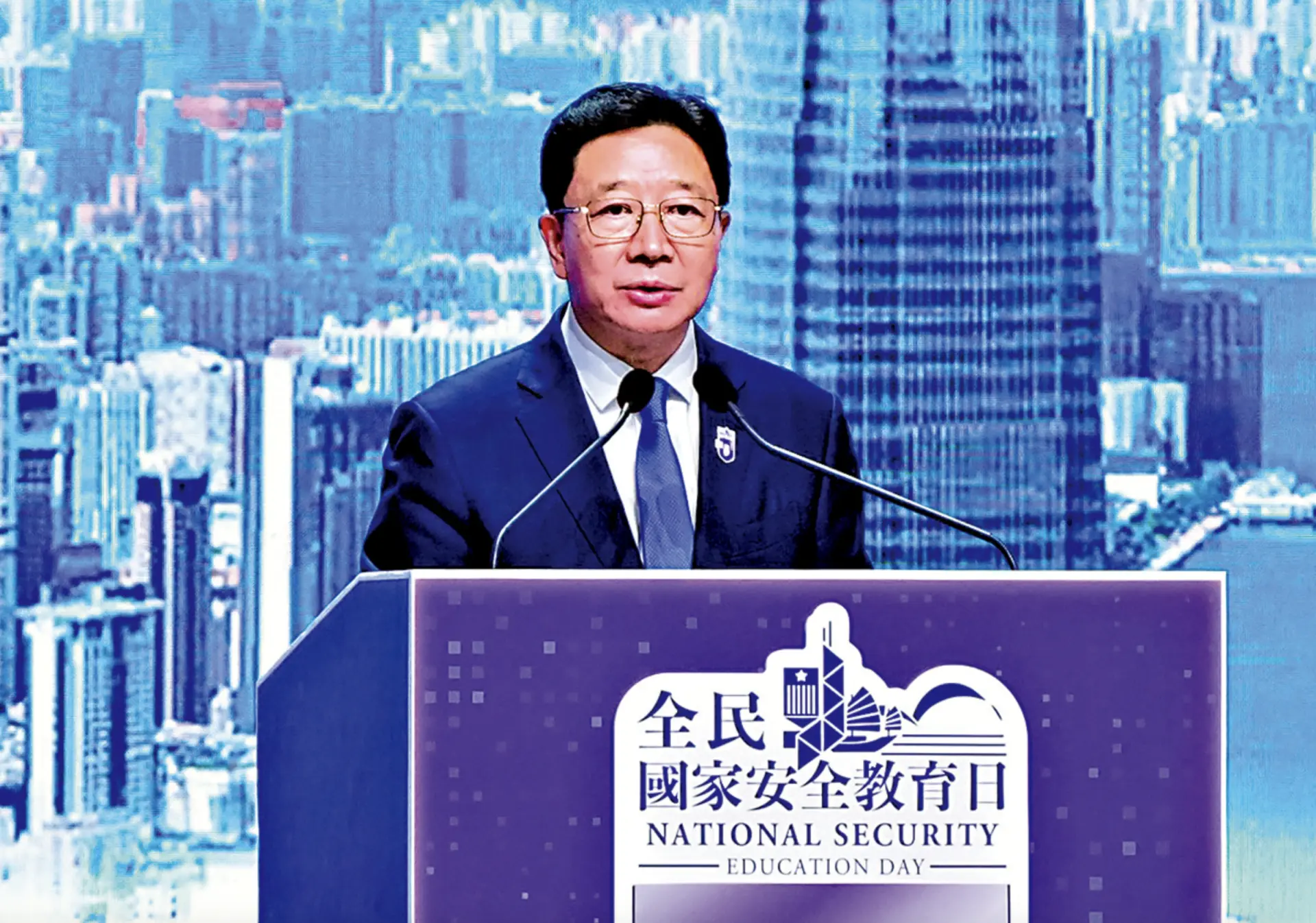 周霽主任強調，相信特區一定能深入貫徹總體國家安全觀，全面落實愛國者治港的原則，始終增強憂患意識，防範各類風險，持續健全維護國家安全的法律制度，以高水準安全護航一國兩制實踐行穩致遠。(圖：全民國家安全教育日官網) 