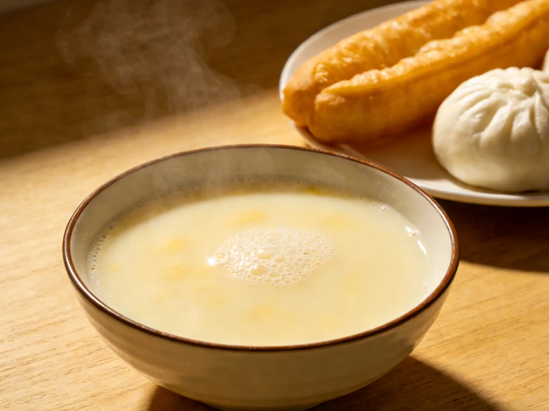 生豆漿中含有「胰蛋白酶抑制劑」，這種物質會壞掉人體分解雞蛋蛋白質的「好幫手」，導致蛋白質無法被消化，吃了容易腹脹、拉肚子。（示意圖來源：豆包AI）