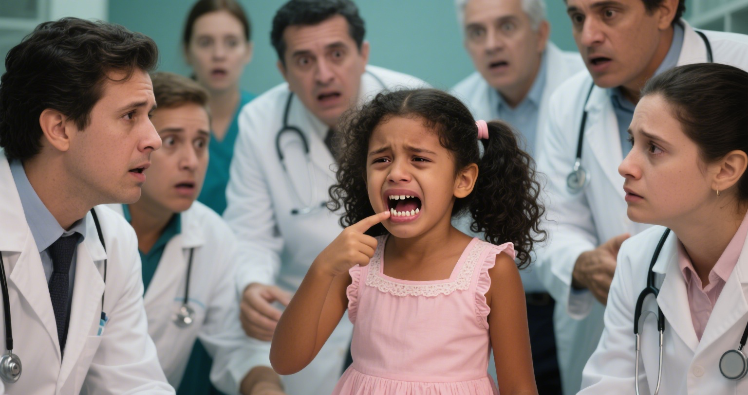 嚇到捂嘴！巴西女童一口氣長了 81 顆牙，醫生都懵了！（示意圖來源：豆包AI）