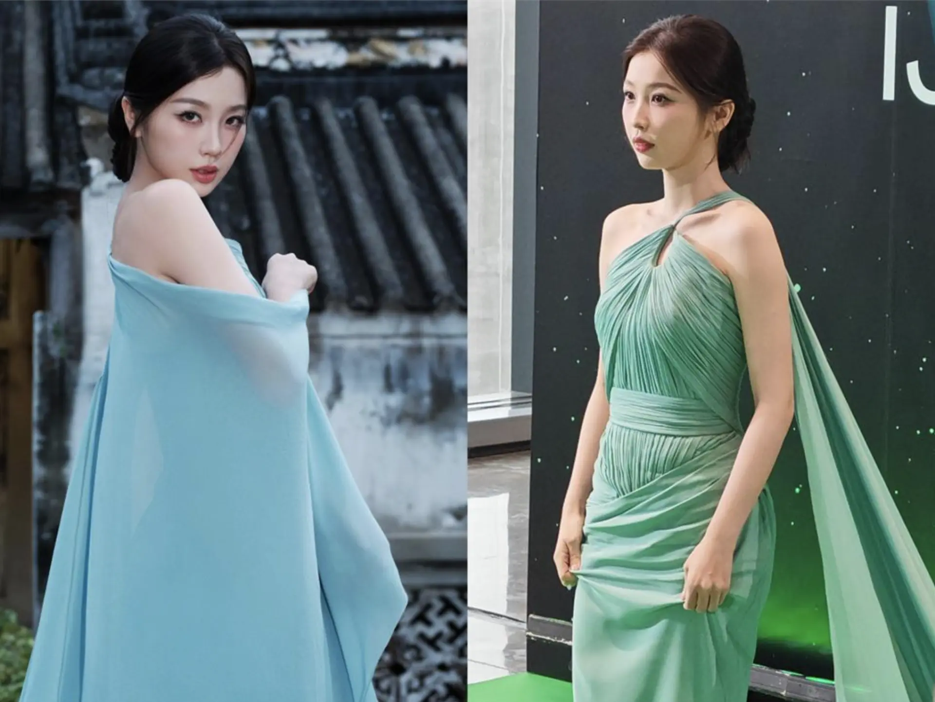 活動現場的虞書欣明顯消瘦，但狀態尚可，一身綠色露肩長裙造型高貴大方，卻未能收穫好評。由於當時泰國正值已故王太后詩麗吉的哀悼期，她的亮色打扮被網民指責有欠尊重。(圖：網絡截圖)