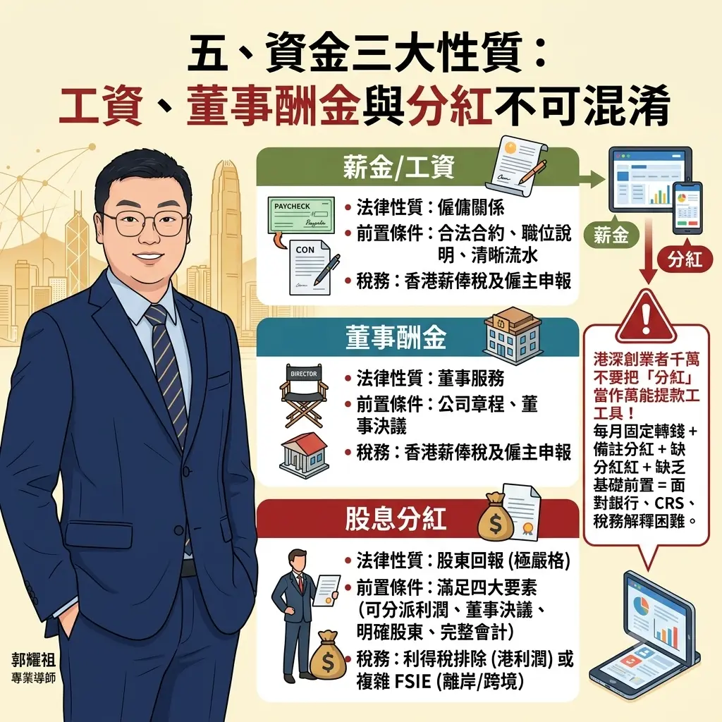 資金三大性質：工資、董事酬金與分紅不可混淆
