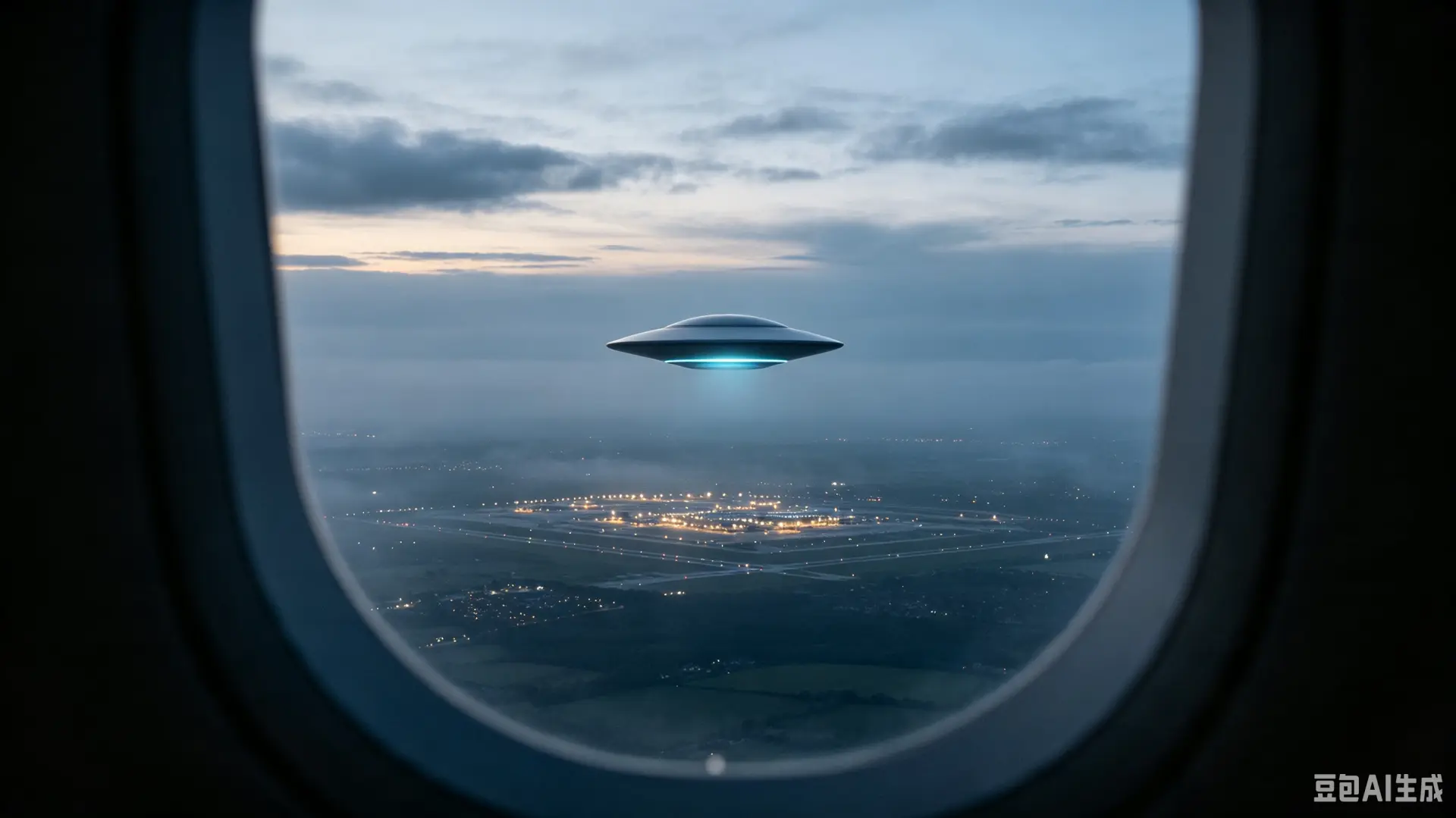 英國倫敦蓋特威克機場（Gatwick Airport）空域傳出離奇UFO目擊事件，飛行員發現圓盤狀不明物體並向英國民航局（CAA）通報，事件引發全網熱議，真實身分目前仍未獲官方證實。（示意圖來源：豆包AI）