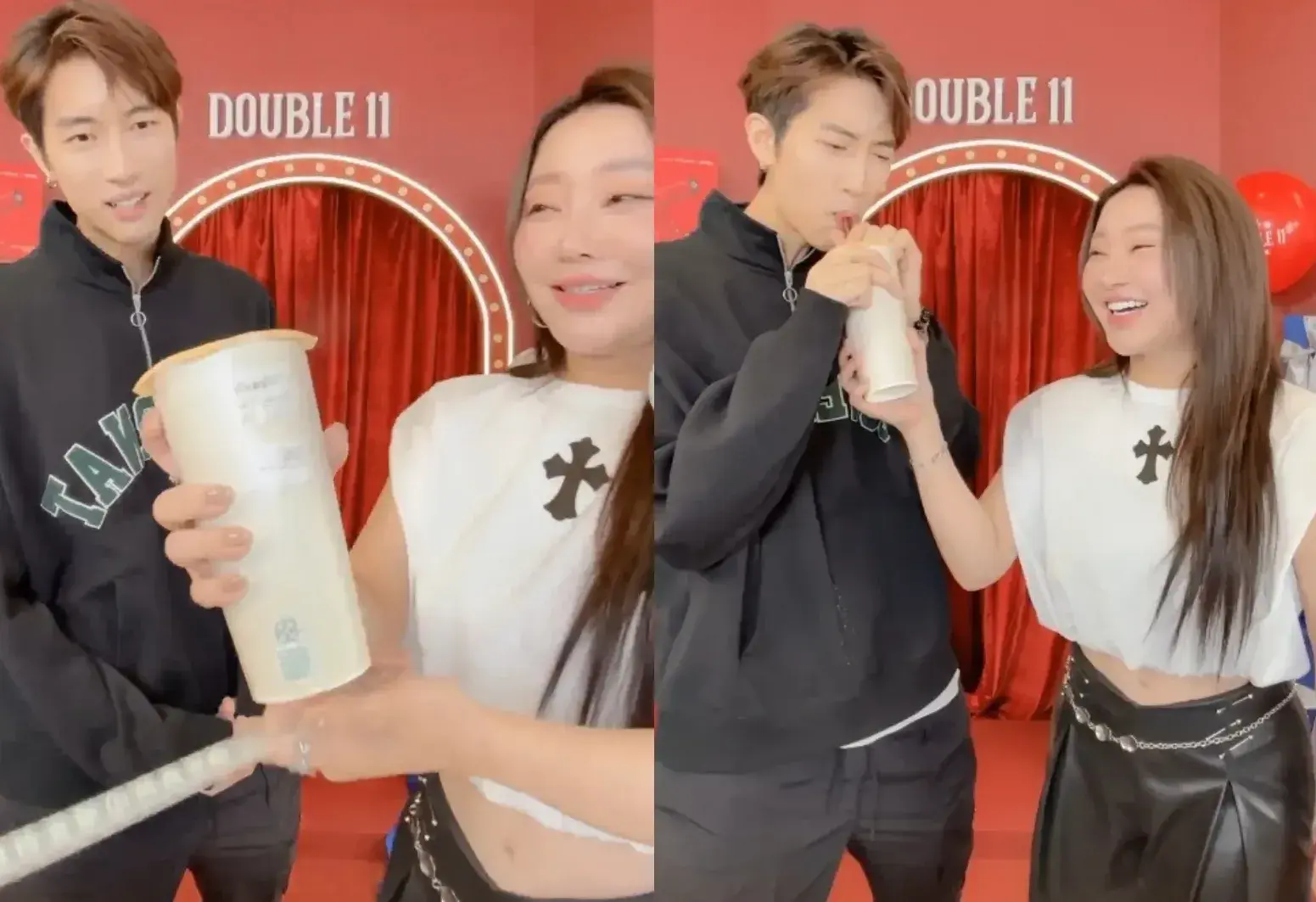 11 月 3 日，范姜彥豐在爆料後首度公開現身直播賣貨現場。鏡頭中，他透露因事件爆瘦 11 公斤，從 76 公斤跌至 65 公斤，但仍強顏歡笑完成工作，期間試飲冠名「粿王」的飲料，被指暗藏回應。(圖：網絡截圖)