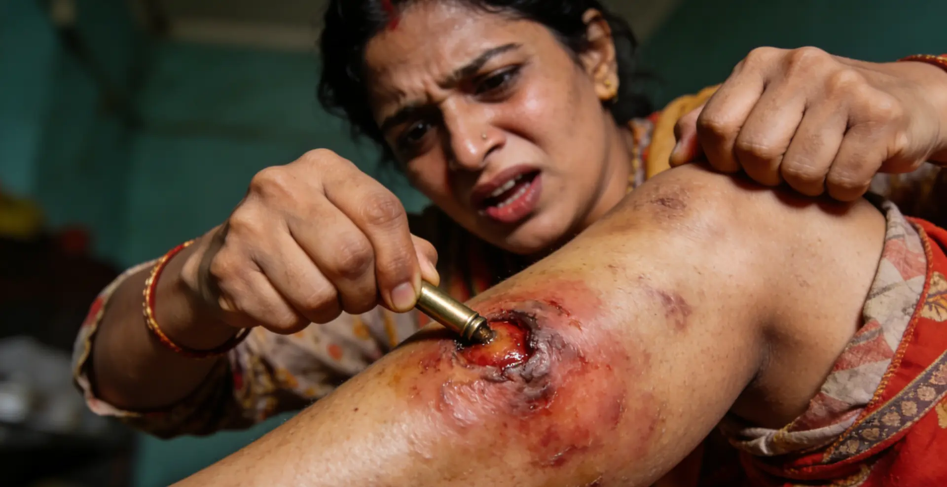 腿痛兩個月，一拔竟是子彈？印度女子體內藏「定時炸彈」20年？（示意圖來源：豆包AI）