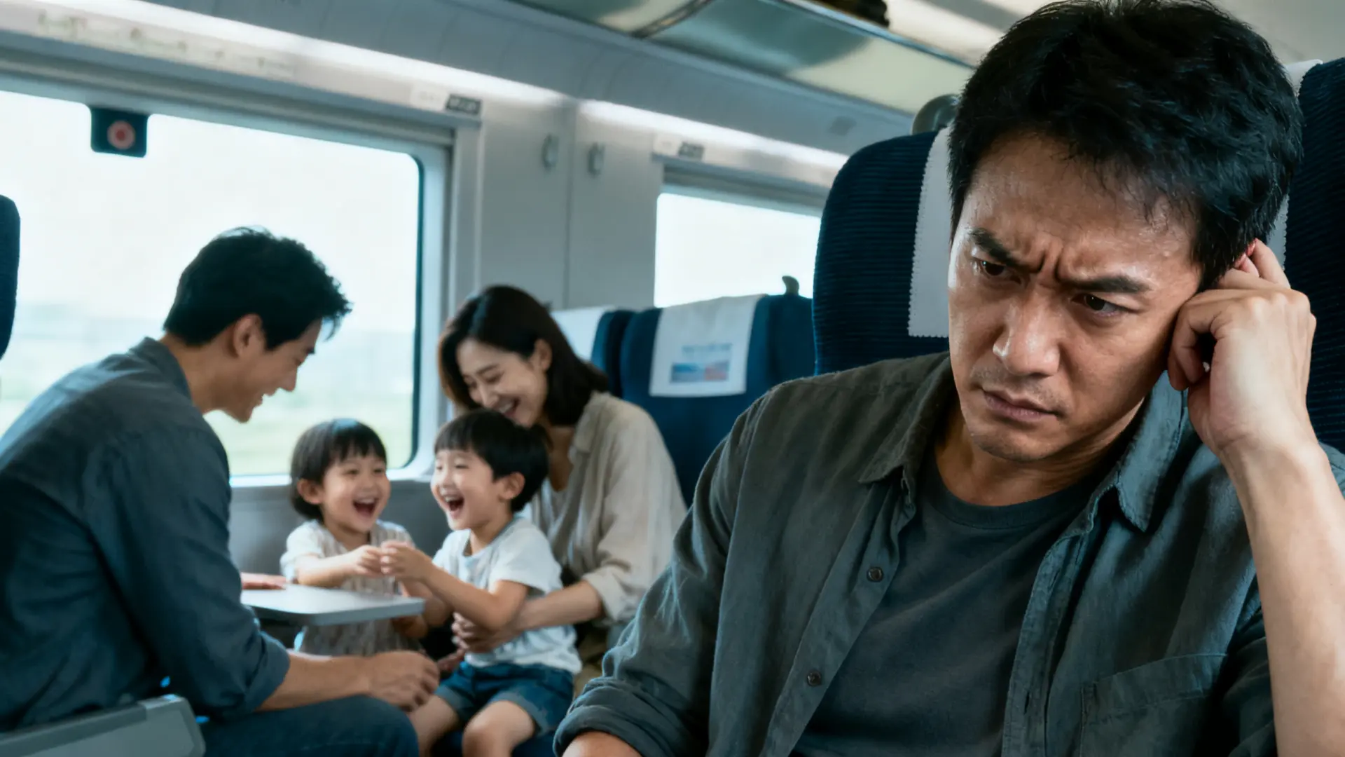 高鐵噪音、人群雜味等易引發「感官過載」,即感官資訊超過大腦負荷。(示意圖來源:豆包AI)