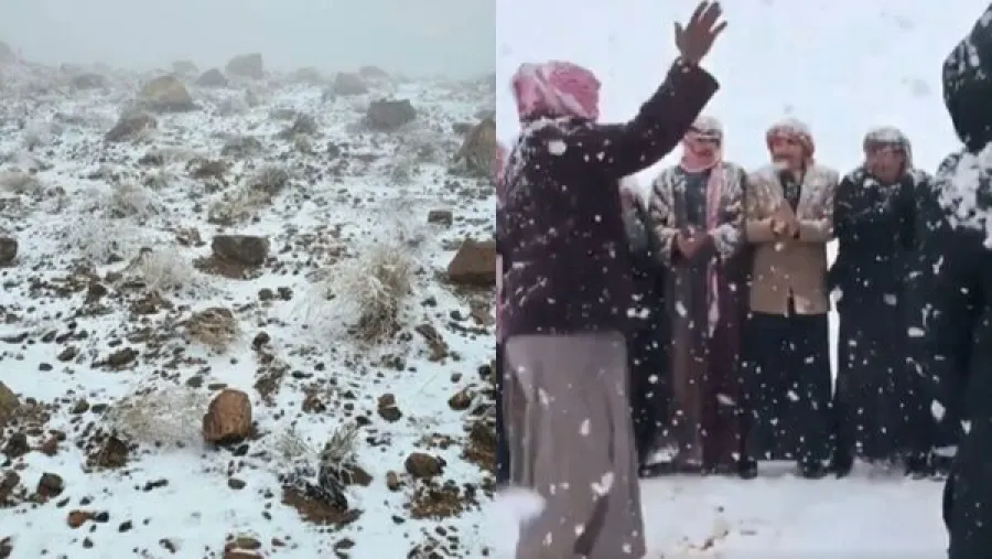 沙烏地阿拉伯竟會飄雪？紅沙丘變身白雪世界！的封面圖片