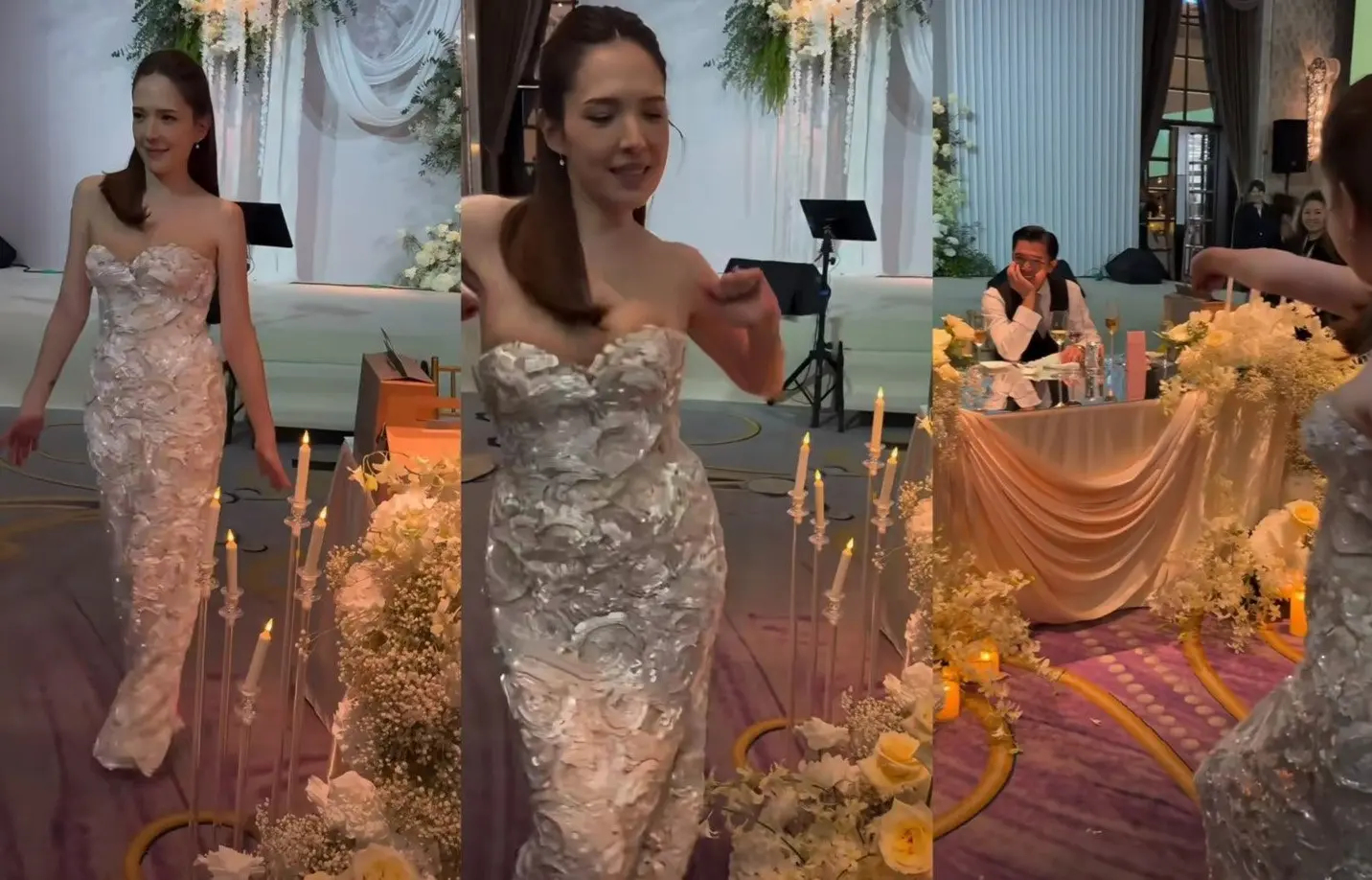 背景音樂播放着主題曲《愛情你比我想的閣較偉大》，許瑋甯隨音樂對邱澤俏皮熱舞，還用手指輕勾老公下巴，惹得邱澤臉紅耳赤，寵溺眼神藏不住。(圖：網絡截圖)