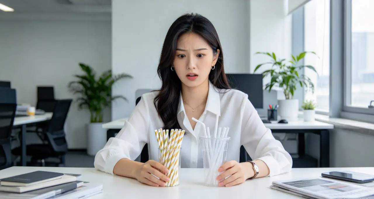 多數人覺得紙吸管比塑膠吸管環保，韓國一項最新研究評估4款吸管，發現紙吸管多項環境指標表現更差，致癌物影響達塑膠吸管6倍，提醒大眾別盲目選替代材質。（示意圖來源：藍莓卷）