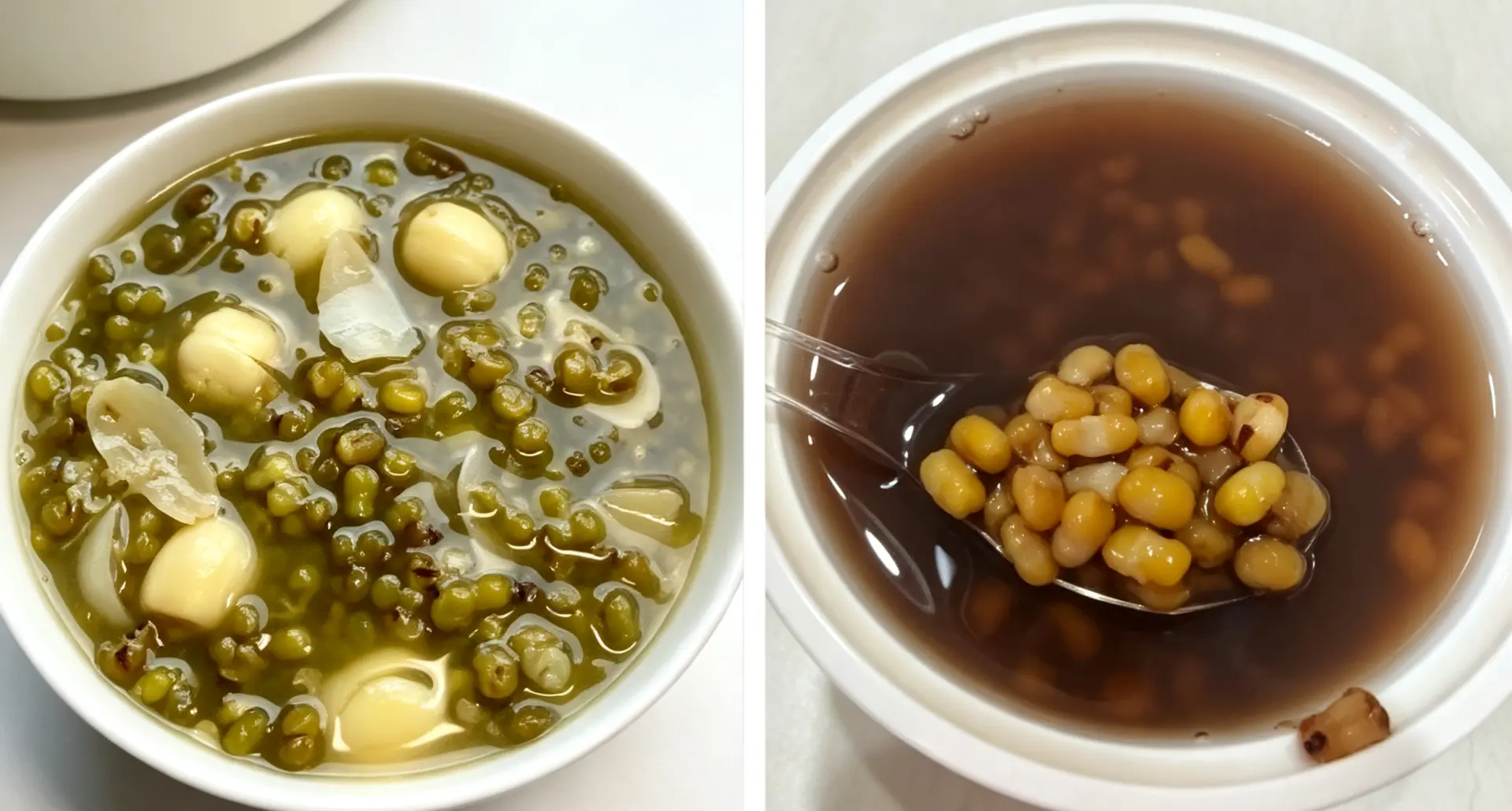 中國內地網路長年爭論南北綠豆湯該紅還是該綠，多數人誤以為是飲食習慣差異，實則與水中多酚氧化、酸鹼值、金屬離子有關，掌握密技就能煮出翠綠湯頭。（示意圖來源：小紅書網友）