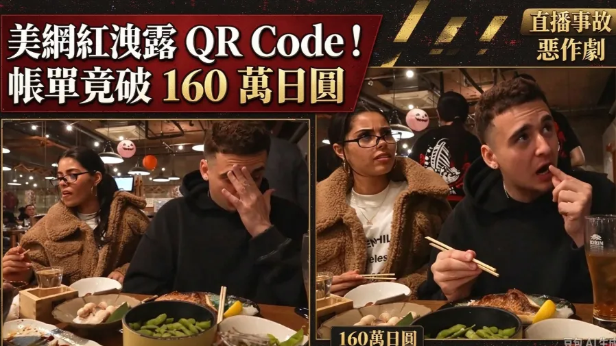 美實況主直播露點餐QR Code！觀眾隔空下單，帳單飆破160萬日圓的封面圖片