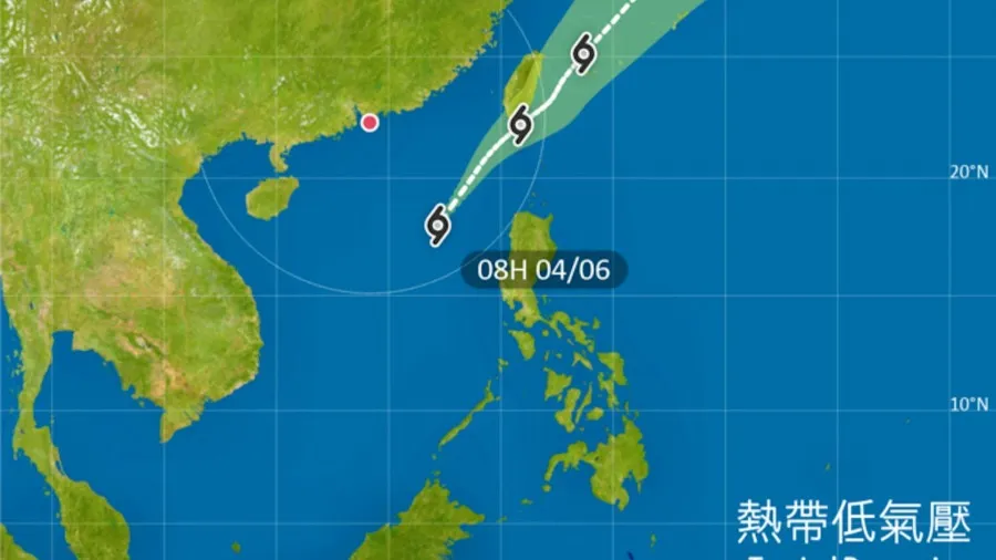 熱帶低氣壓於香港外海生成，預計周五登陸台灣南端再吹襲日本的封面圖片