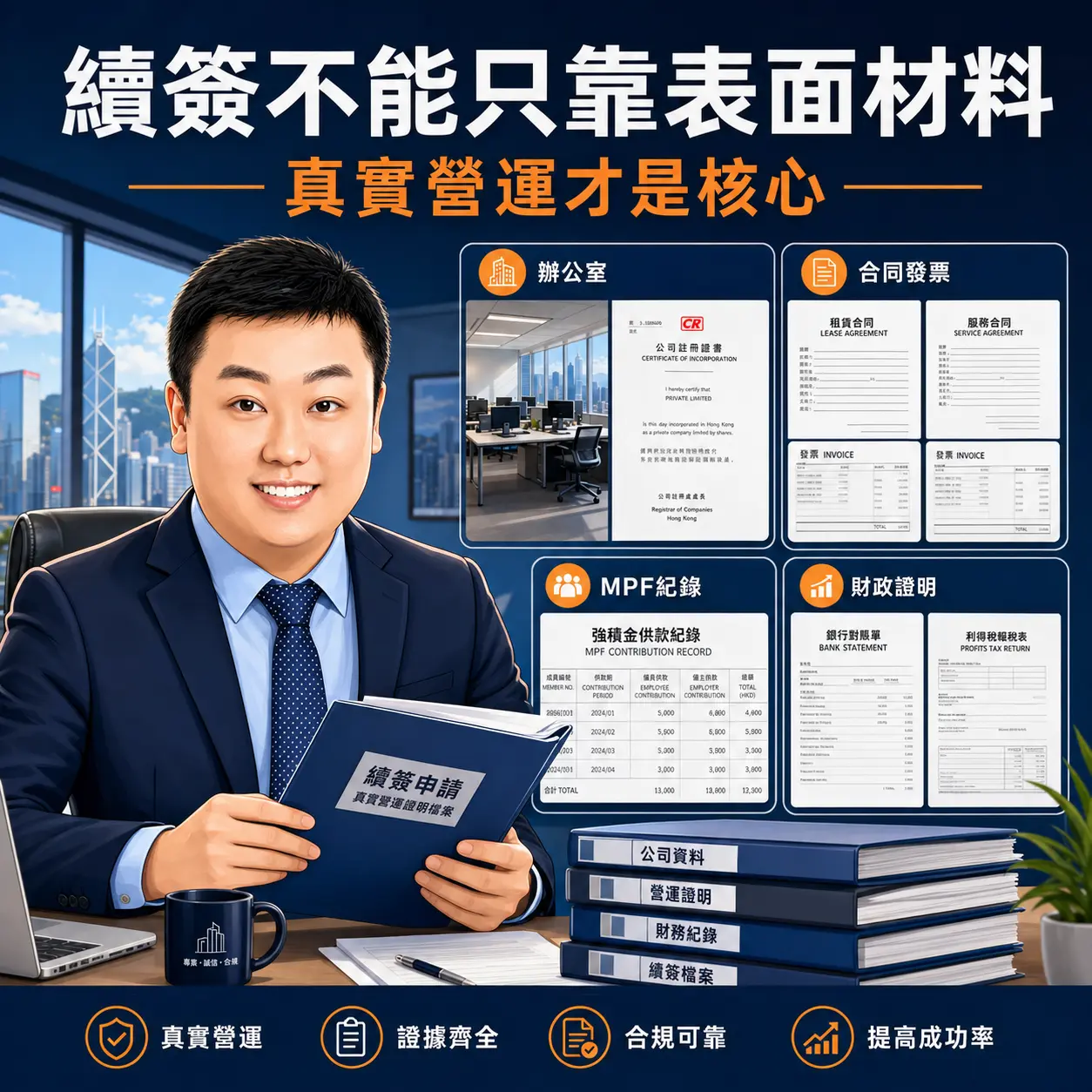 第二，香港身份續簽企業不能只準備「表面材料」