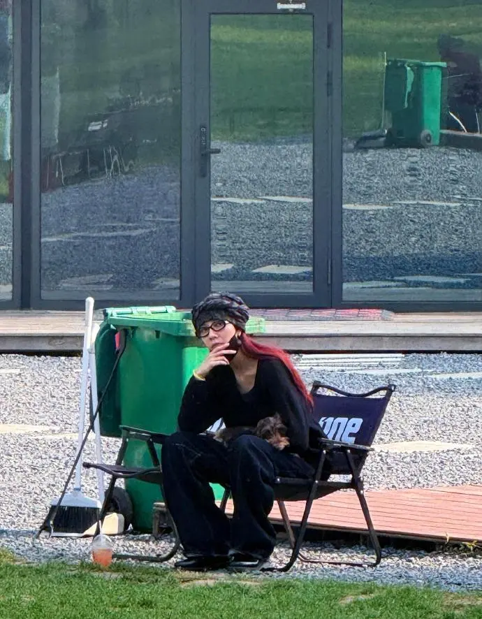 網友在北京奧森公園偶遇宋妍霏與竇靖童結伴遛狗，兩人穿搭休閒互動鬆弛。二人多次私下同框引發關係猜測，外界呼籲尊重藝人私領域，勿過度解讀路透畫面。（來源：新浪微博）