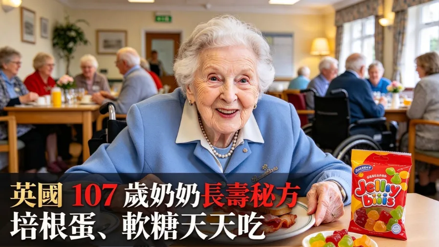 英國107歲奶奶長壽秘方，早餐固定培根蛋，甜食不離手的封面圖片
