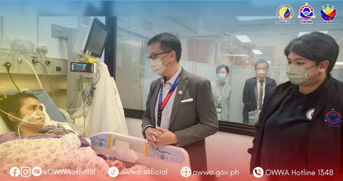 菲律賓駐港總領事館派人到醫院慰問。（Facebook@OWWA）