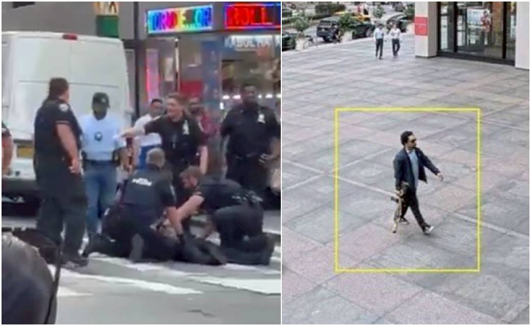 獨行槍手公然持槍在曼哈頓行走。(網上照片)