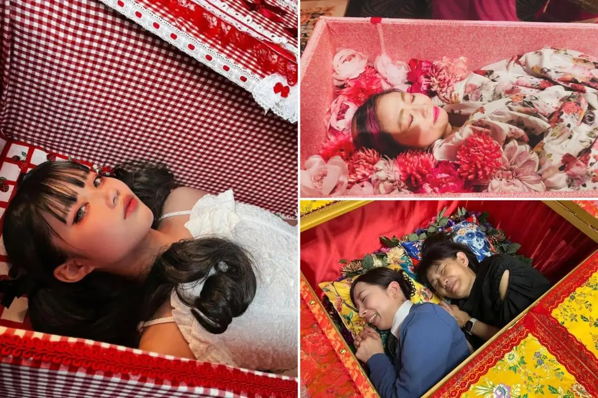 特別的是，這裡的部分棺材由品牌Grave Tokyo設計，色彩繽紛、樣式可愛，被大家稱為「可愛棺材」。（來源：nypost@x）