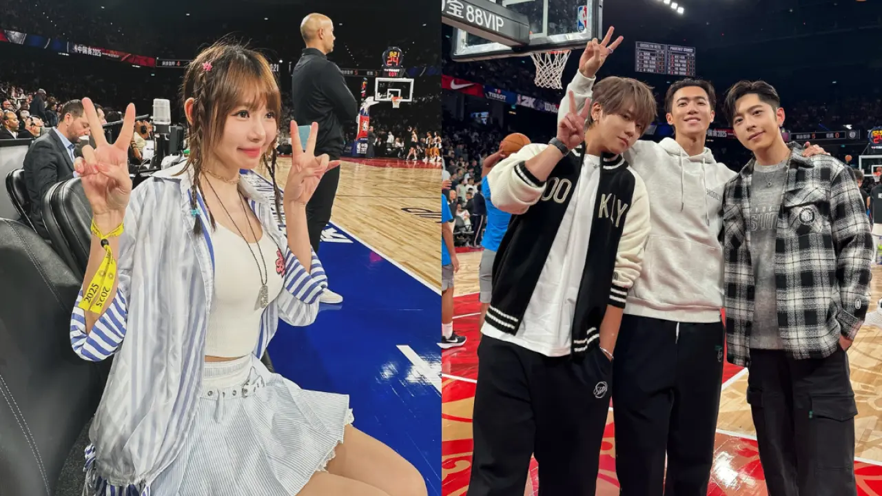 此前 NBA 中國賽 2025 在澳門舉行時，Edan 與林明禎曾同場獲邀擔任嘉賓，雖座位距離遙遠，但已讓粉絲驚呼「世紀同場」。(圖：網絡截圖)