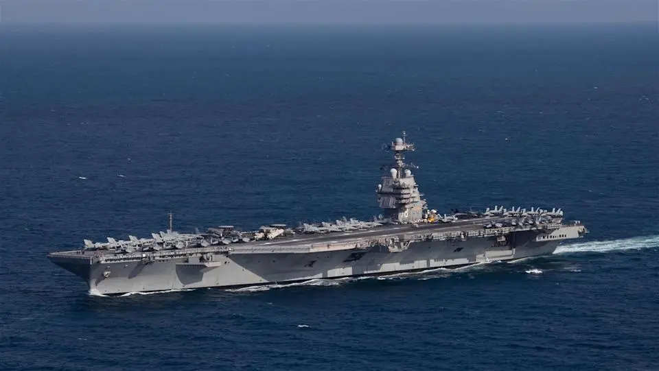 美國海軍最新的核子動力航空母艦「福特號」（USS Gerald R. Ford, CVN 78）在中東紅海執行任務期間，驚傳火警，有2名水兵受傷。(美國海軍)