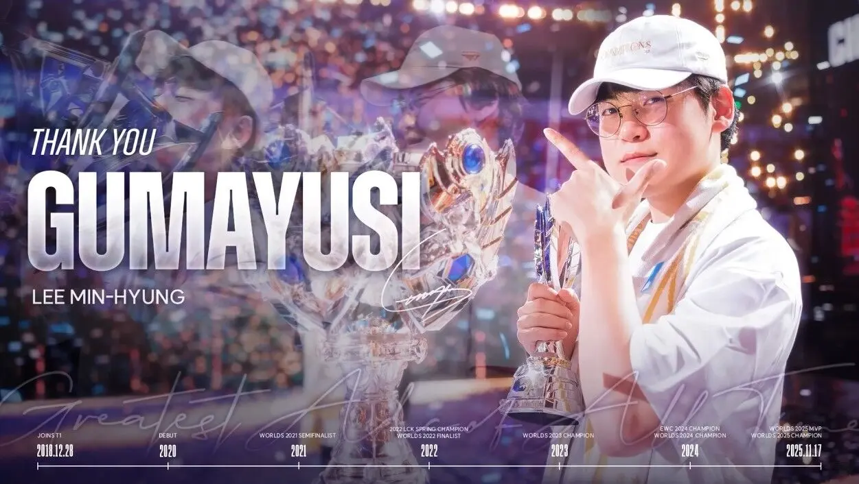 在紀念影片中，Gumayusi親自闡述了離隊決心。這位2018年加盟的選手坦言，自己職業生涯的目標從未改變——成為世界最頂尖的選手。「我們在LCK聯賽保持不敗，贏得世界賽三連冠，我證明了自己是最好的ADC之一。」(圖：網絡截圖)