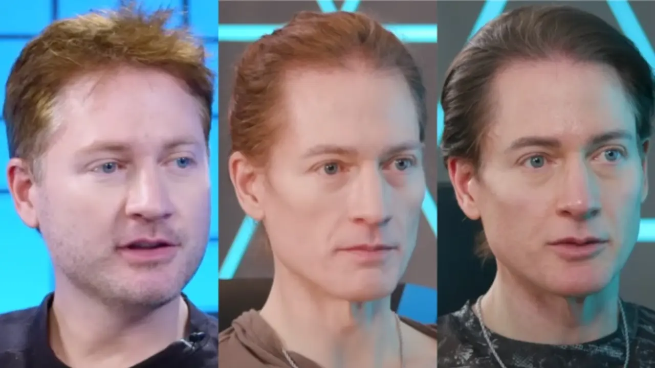 在達拉斯的一間診所內,輸血管道分別連接著他、19歲的兒子塔爾馬吉與70歲的父親。 兒子體內1升血漿被輸入他的體內,而他的血漿則進一步輸給父親。(來源: Bryan Johnson@YouTube)