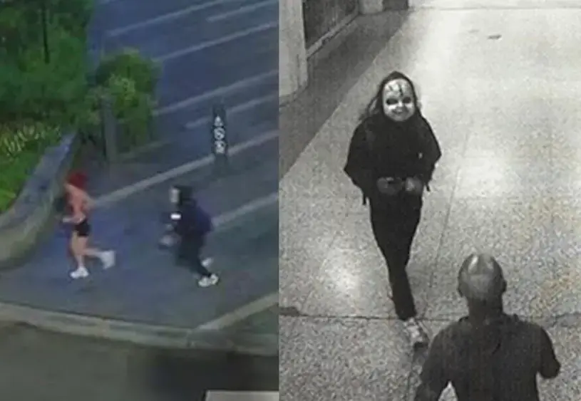 美國費城驚傳街頭恐嚇事件，一名配戴鬼娃恰吉（Chucky）恐怖面具的男子清晨在市中心隨機騷擾、追趕路人，恐嚇民眾，最終遭受過舞台格鬥訓練的女演員一腳踹退，警方已通緝涉案男子。（來源：Fox News）