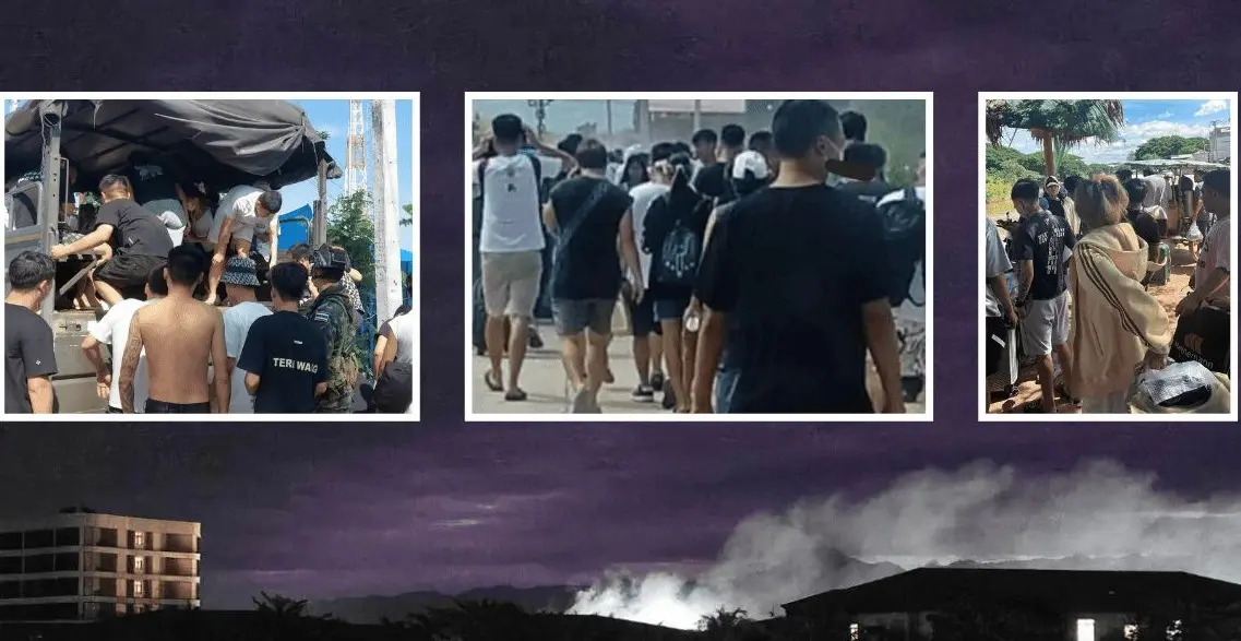 園區動盪引發大規模逃亡潮,泰國官員確認,至少有 2000 名外籍人員陸續逃往泰國境內。逃亡人群涵蓋 21 個國家,其中印度人最多達 399 人,中國公民有 147 人,其餘來自泰國、尼泊爾、加拿大等國。(圖:網絡翻攝)