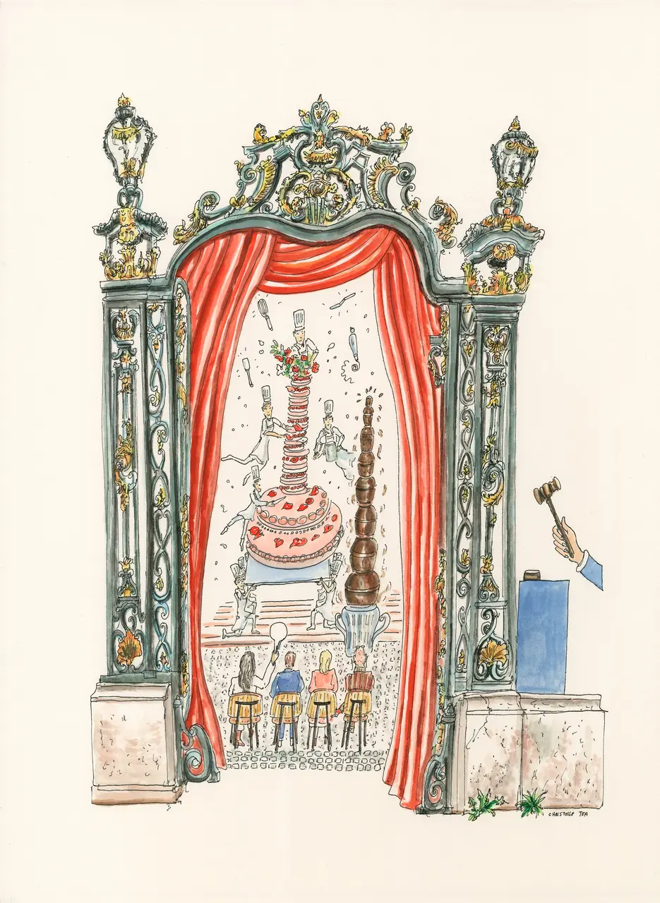 法國「甜點之神」皮耶．艾曼（Pierre Herme）策劃巧克力藝術慈善拍賣，25 位師傅打造精美作品，募得約 400 萬元，為白血病住院兒童帶去溫暖與幫助。（來源：Artcurial@X）