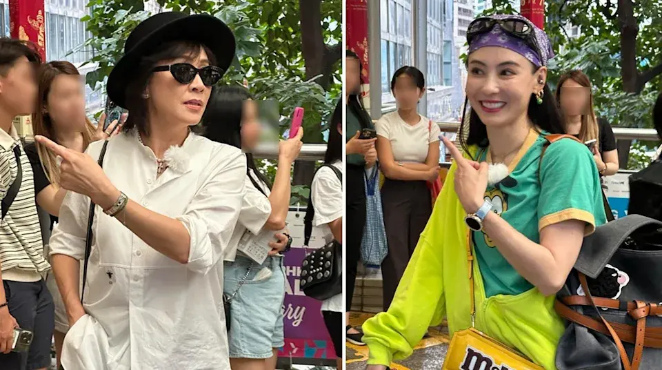 久居內地發展的 45 歲藝人張柏芝，被網民在香港中環近距離拍攝到與 59 歲劉嘉玲同行，同場還有一位身穿白裇衫的年輕男子，隨即引發網上熱議。(圖：keniz16@threads)