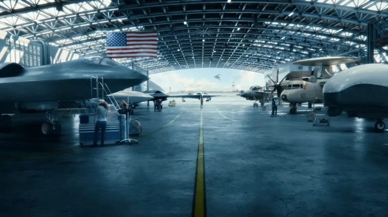 諾斯洛普·格魯曼公司 (Northrop Grumman) 廣告中展示的第六代戰機概念圖(左),可能與美國海軍F/A-XX計畫相關。(諾斯洛普·格魯曼公司)