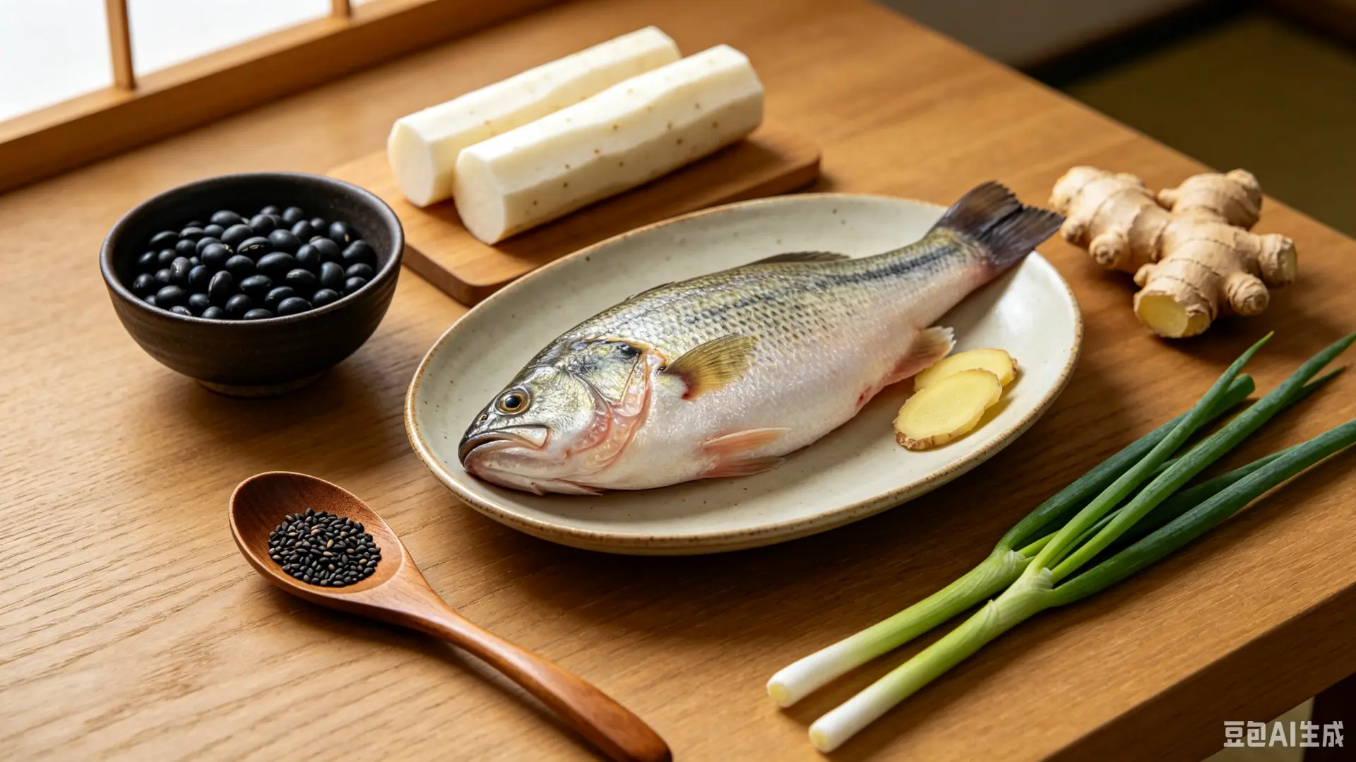 夏季高溫加重腎臟代謝負擔，中老年易夜尿頻繁、日間精神不振。本文分享黑豆、山藥、黑芝麻、鱸魚四種家常養腎食材，附簡單烹調方式，長期食用可減少起夜、穩定精神狀態。（示意圖來源：豆包AI）