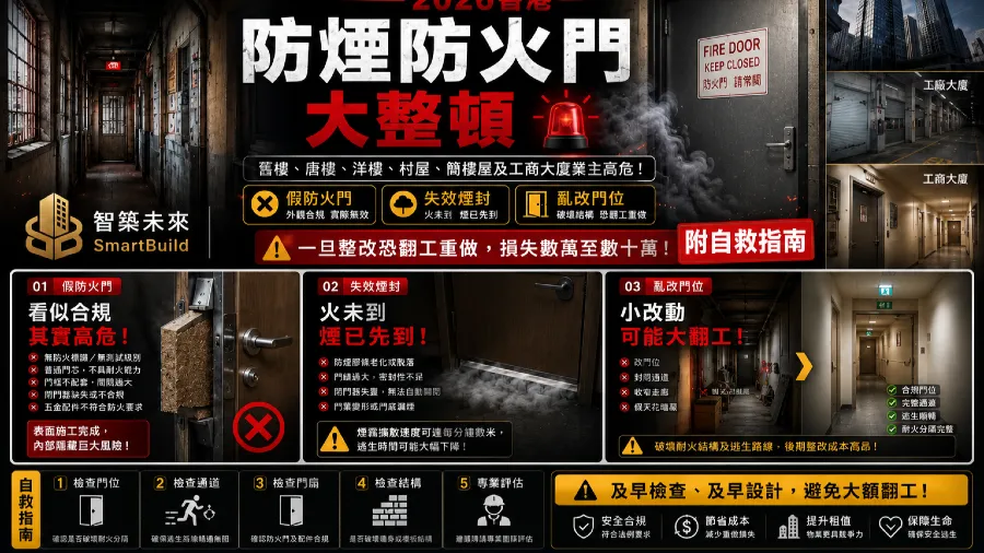 2026香港防煙防火門大整頓💥舊樓、唐樓、洋樓、村屋、簡樸房及工商大廈業主高危！【附自救指南】的封面圖片