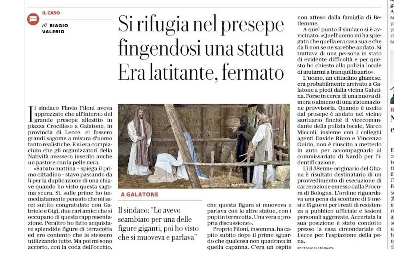 聖誕雕像竟「眨眼睛」？義大利市長散步抓獲通緝犯！（來源：Flavio Filoni@FB）